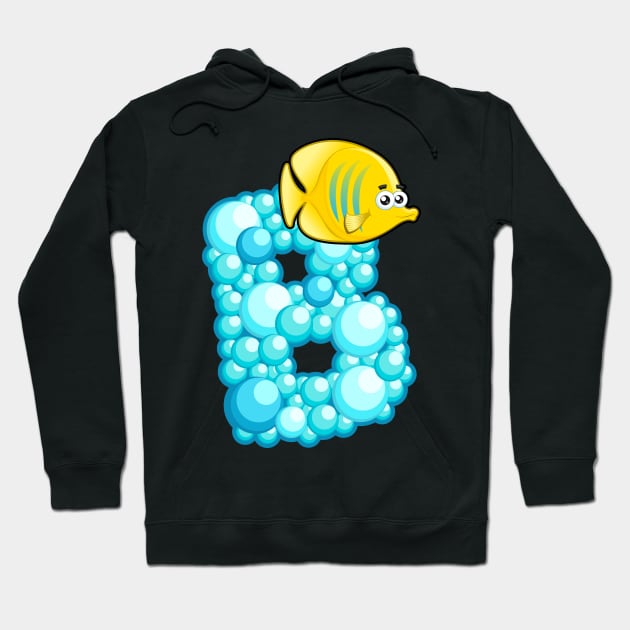 Letter B Fishy Bubbly Alphabet Hoodie by PosterpartyCo